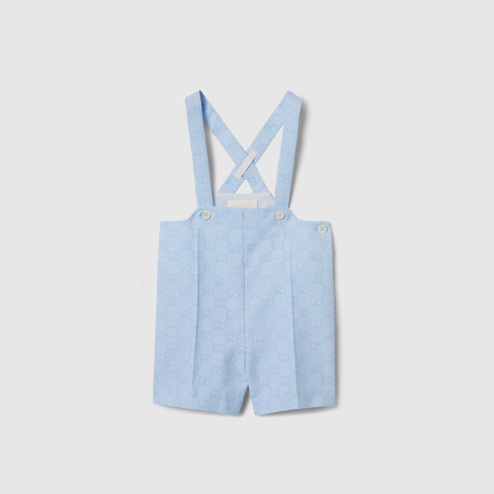 Baby GG cotton jacquard overall in light blue | GUCCI® US