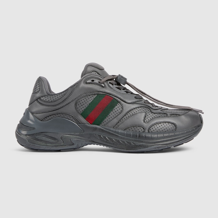 グッチ GUCCI メンズ8.5 シェリーライン タイガーヘッド スニーカー グッチ 2.0〕メンズ スニーカー ・ダークグレー レザー | GUCCI公式