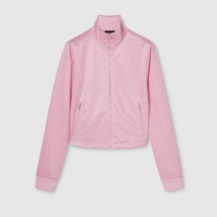 GG jersey jacquard zip jacket in light pink | GUCCI® US