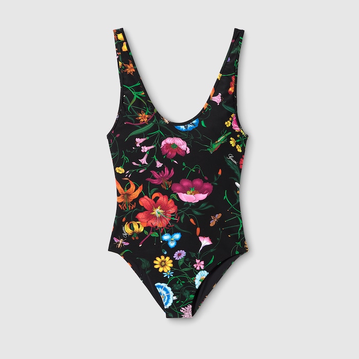 GUCCI  トロピカルプリントワンピー水着 Printed sparkling jersey swimsuit in multicolor | GUCCI® US
