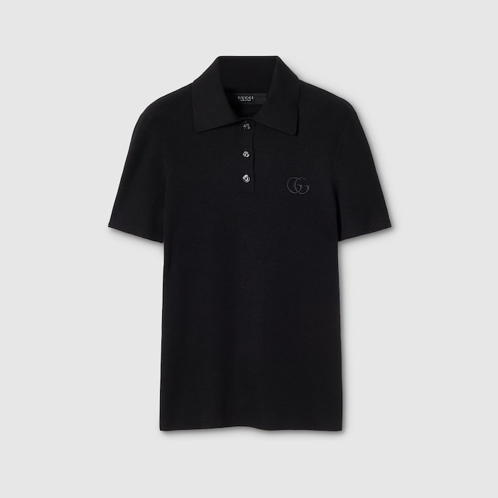 Ab13【新品保管品】GUCCI グッチ 2026 カシミヤシルク ポロニット シェリーライン Cashmere Silk Polo Knit XSサイズ ブルー レディース 女性用ta1 Cashmere and silk polo top with Web in grey | GUCCI® US