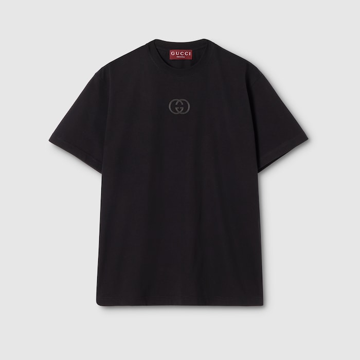 エンブロイダリー付き コットンジャージー Tシャツ ・ブラック | GUCCI公式