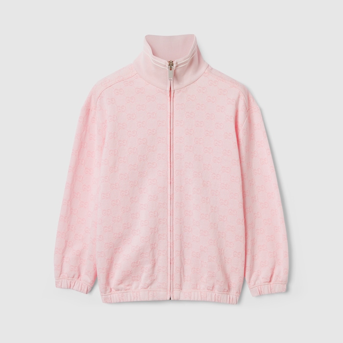 Children's GG cotton zip jacket in light pink | GUCCI® US