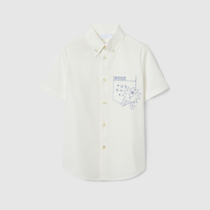 チルドレンズ〕コットンポプリン シャツ ・ホワイト | GUCCI公式
