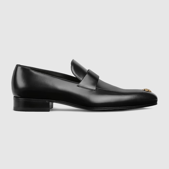 Men's loafer with Gucci Crest in black leather | GUCCI US
