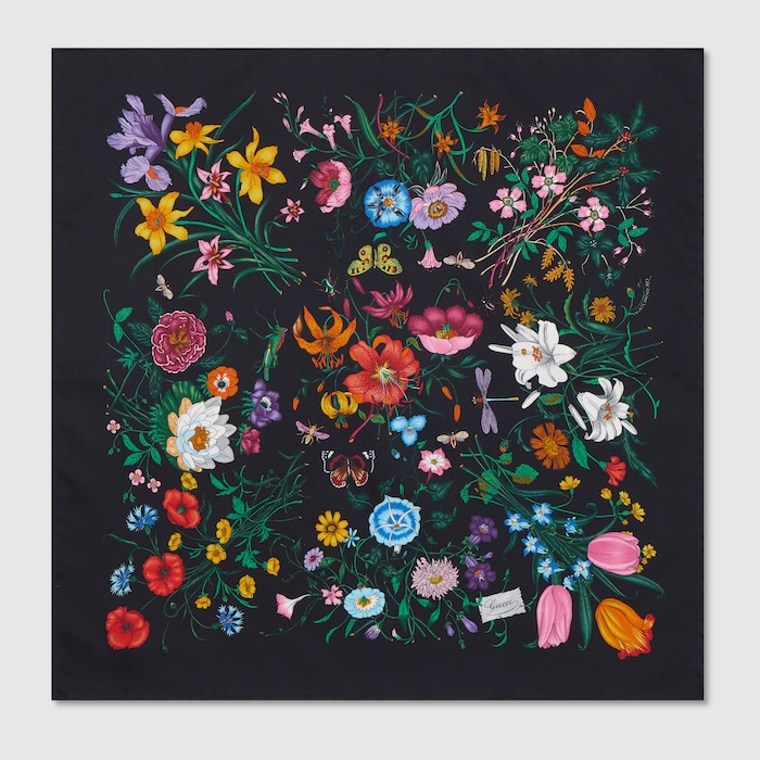 専用GUCCI ハンカチ Printed cotton silk pocket square in multicolor | GUCCI® US