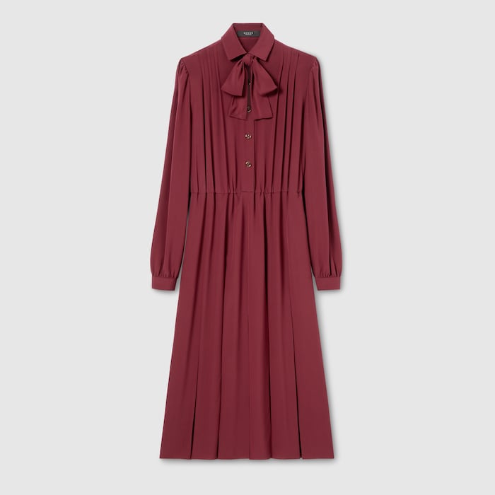 Silk crêpe de chine dress in bordeaux | GUCCI® UK
