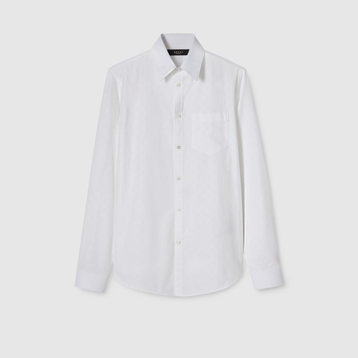 正規品 GUCCI コットンポプリンシャツ GG ロング ワイド シャドー 白 GUCCI - 正規品 GUCCI コットンポプリンシャツ GG ロング ワイド