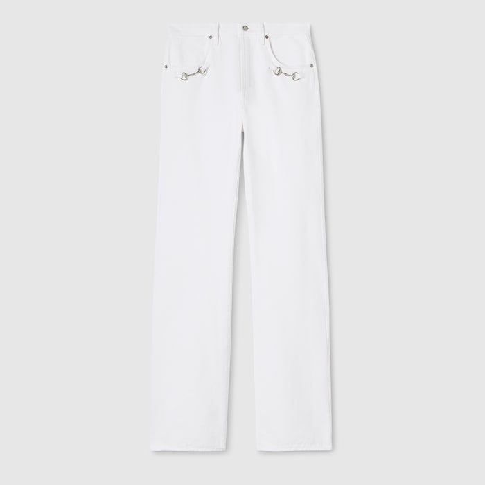 ホースビット ディテール コットンデニム パンツ ・ホワイト | GUCCI公式