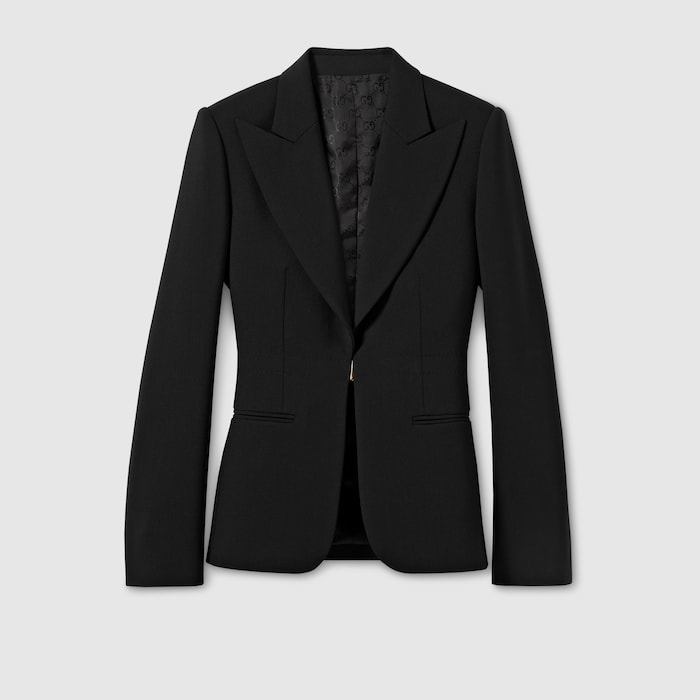 Technical stretch wool jacket in black | GUCCI® US