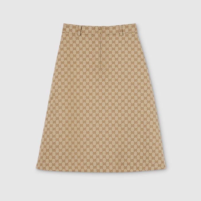 GG cotton canvas fabric skirt in sand | GUCCI® US
