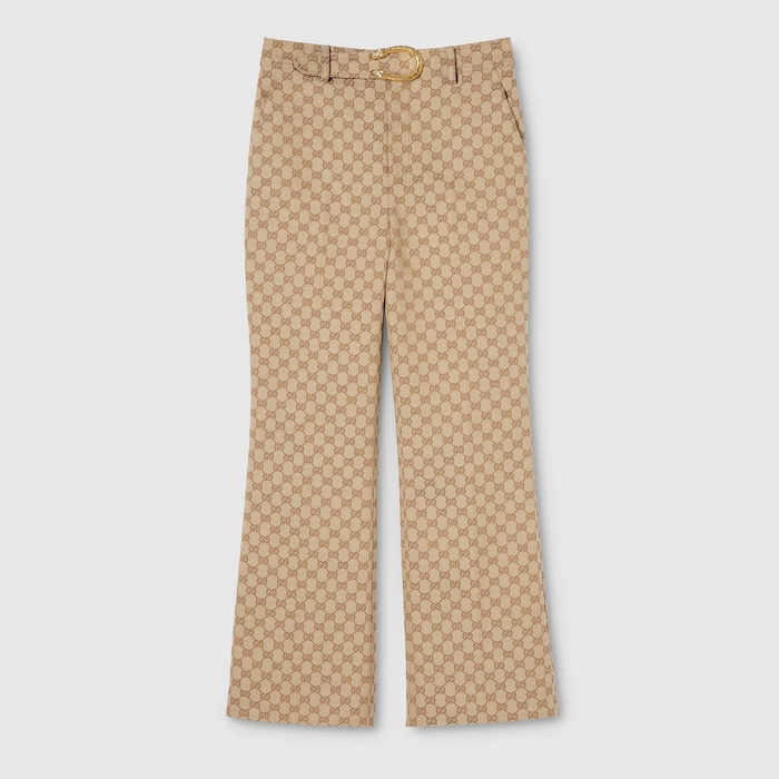 GG cotton canvas fabric pants in sand | GUCCI® US