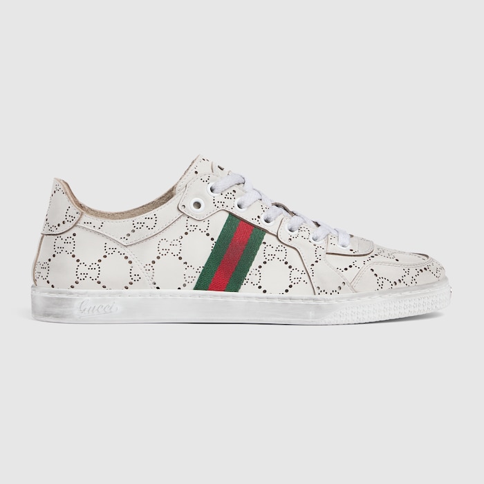 Men's Stretch low-top sneaker in white GG leather | GUCCI® US