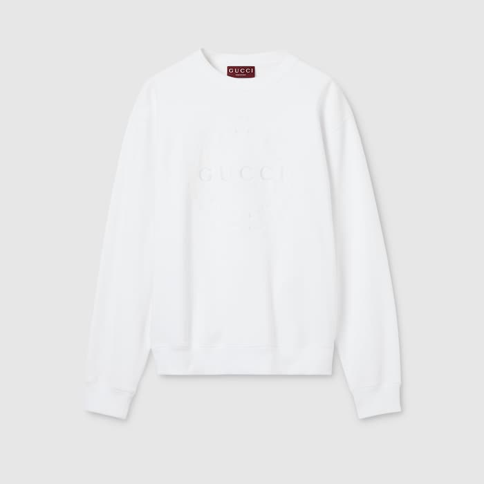 GUCCI アイボリー トレーナー　150くらい Cotton jersey sweatshirt with embroidery in white | GUCCI® US