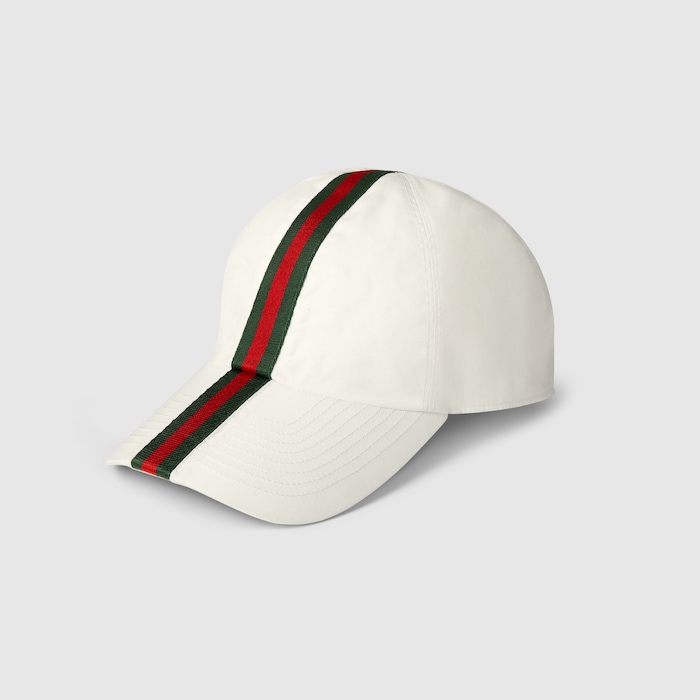 Cotton baseball hat with Web in white | GUCCI® US Cotton baseball hat with Web in white | GUCCI® US
