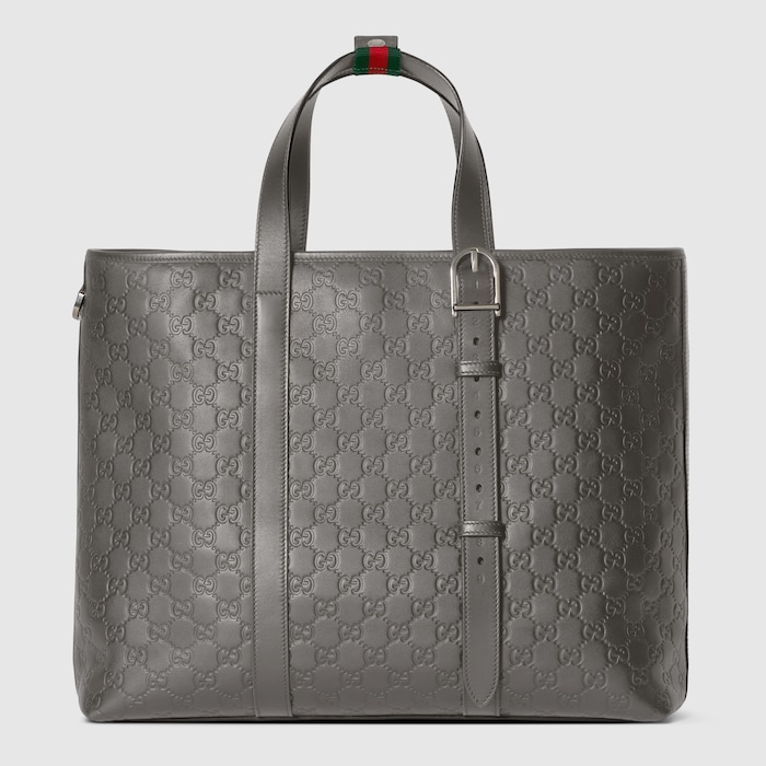 GGエンブレム〕ラージ トートバッグ ・グレー GGスプリーム | GUCCI公式