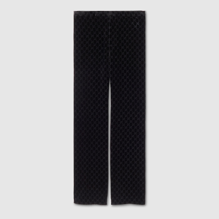 GG stretch velvet devoré pants in black | GUCCI® US