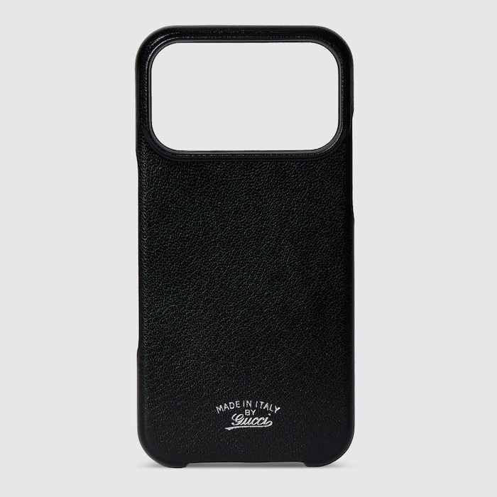 Case for iPhone 17 Pro Max in black leather | GUCCI® GR