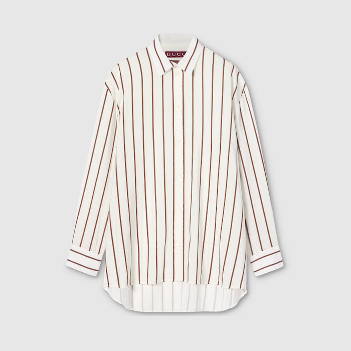 ウェブ ストライプ シルクジャカード シャツ ・ホワイト | GUCCI公式