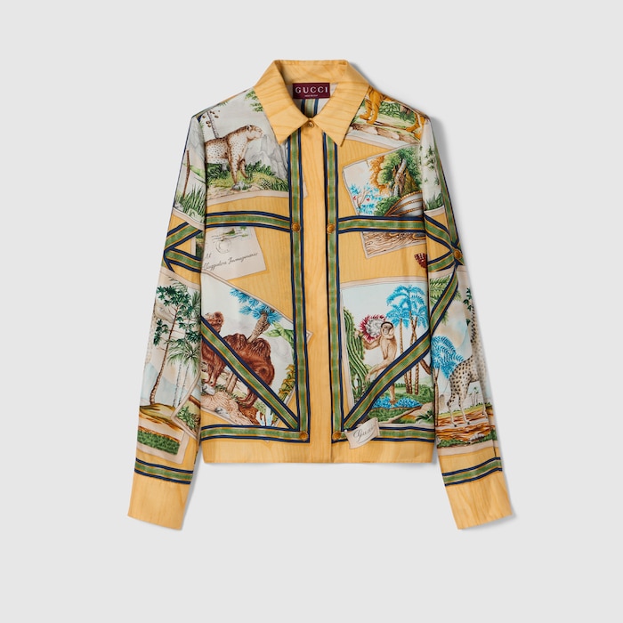 winelovecoです！ グッチ ブラウス Printed silk twill shirt in multicolor | GUCCI® US
