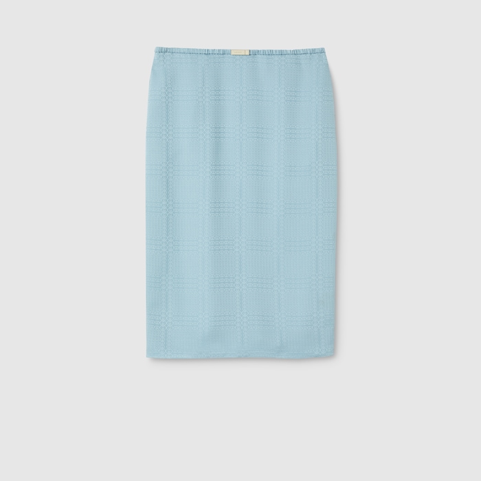 Interlocking G silk jacquard skirt in light blue | GUCCI® US