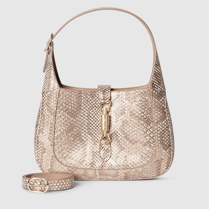 Gucci Jackie 1961 python medium bag in metallic gold | GUCCI® US