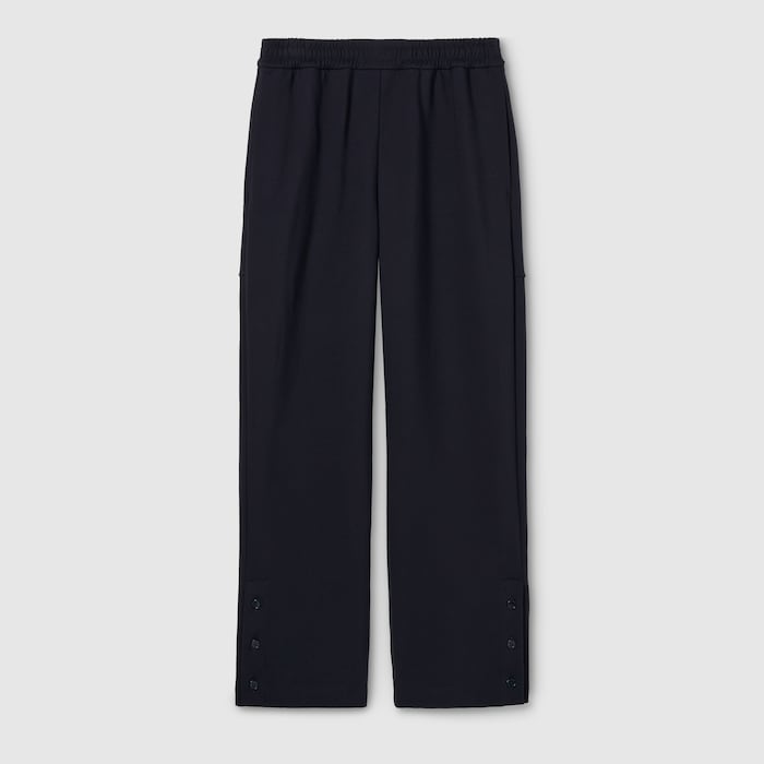 Cotton jersey leisure pants with embroidery in dark blue | GUCCI® US
