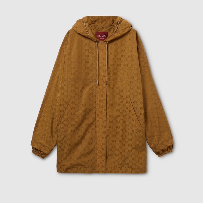 GG nylon jacket in brown | GUCCI® ZA