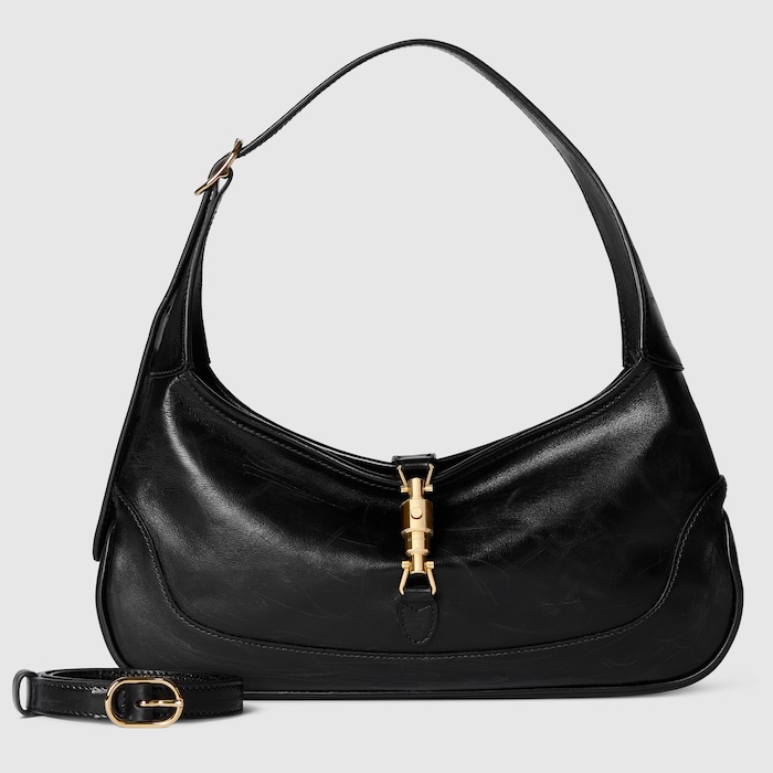 Jackie Slim small shoulder bag in black hand-treated leather