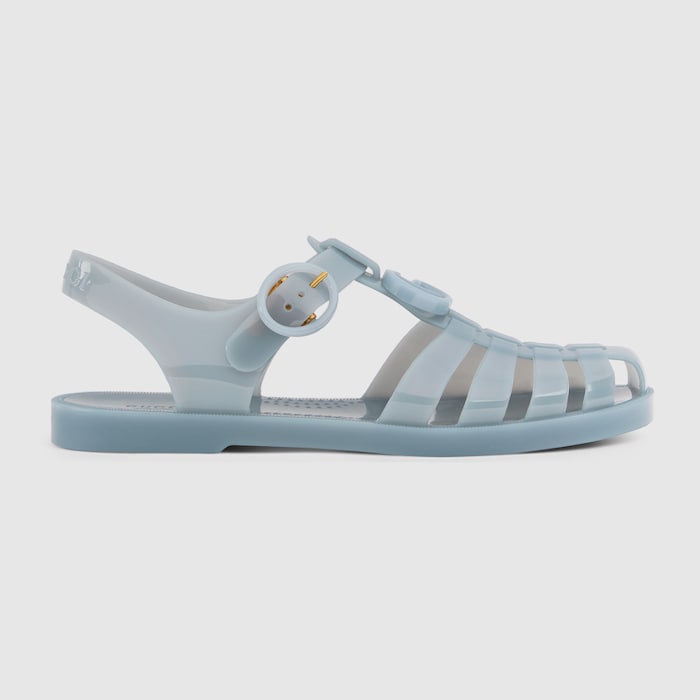 Women's sandal with Double G in light blue rubber | GUCCI® US