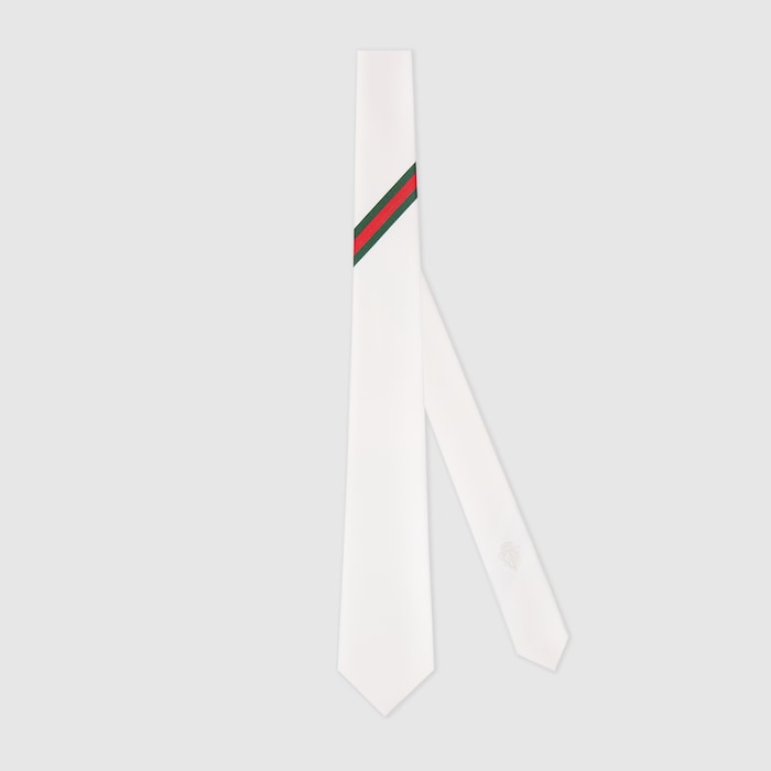 Web silk jacquard tie in white | GUCCI® US