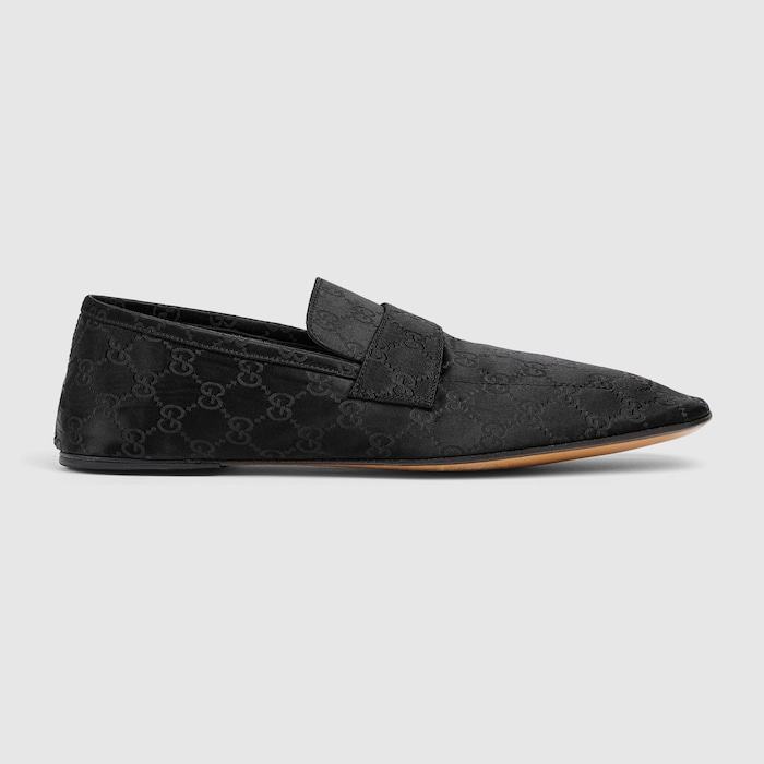 Men's Ragazzo loafer in black GG satin | GUCCI® CA