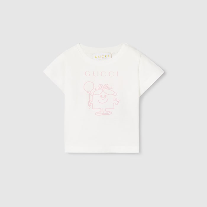 Baby cotton T-shirt with print in white | GUCCI® US