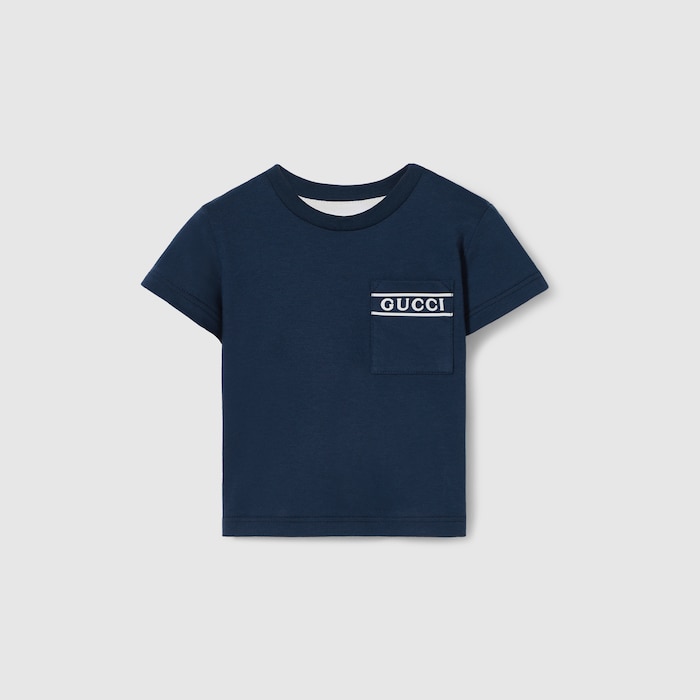Baby cotton T-shirt in dark blue | GUCCI® SI