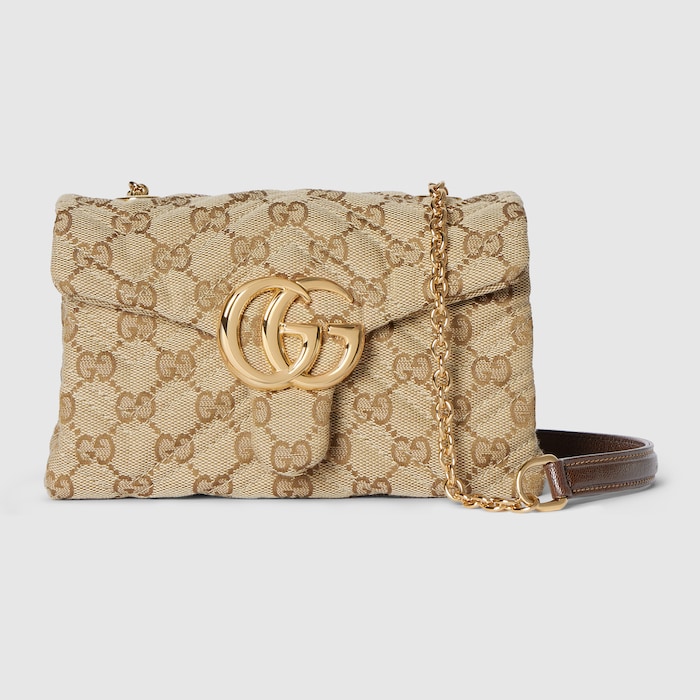 GGマーモント〕ミニ ショルダーバッグ ・サンド＆ブラウン GG