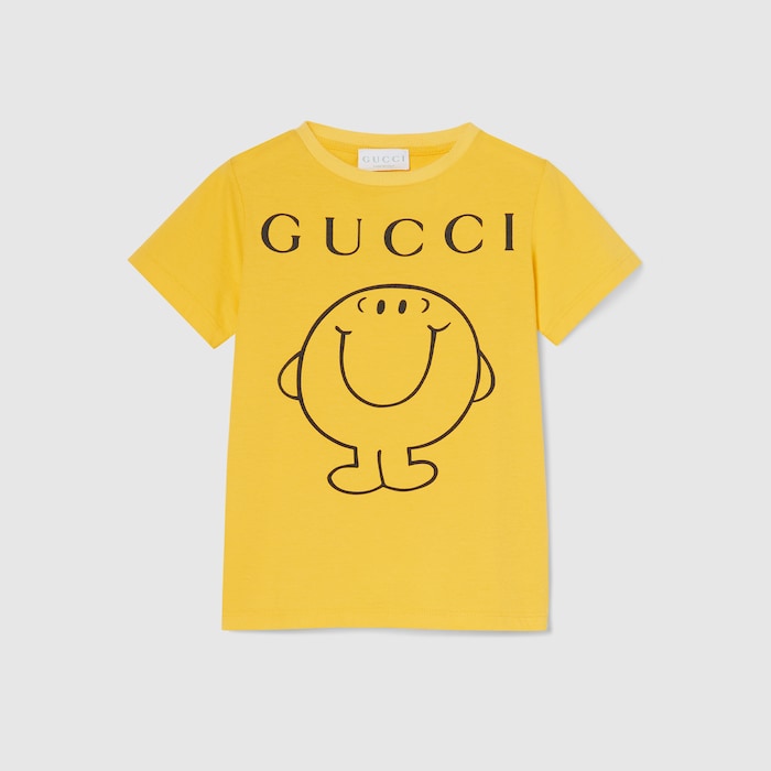 Children's cotton T-shirt with print in yellow | GUCCI® US