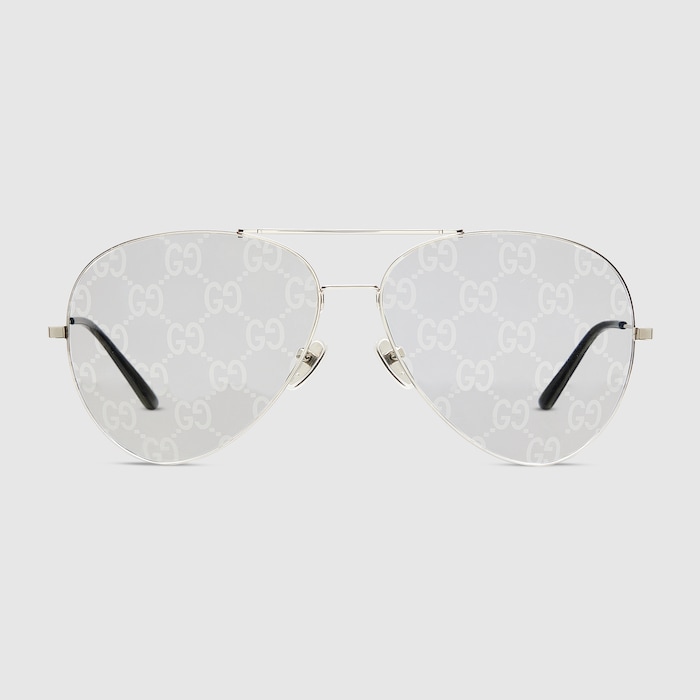 Pilot frame sunglasses in silver | GUCCI® US