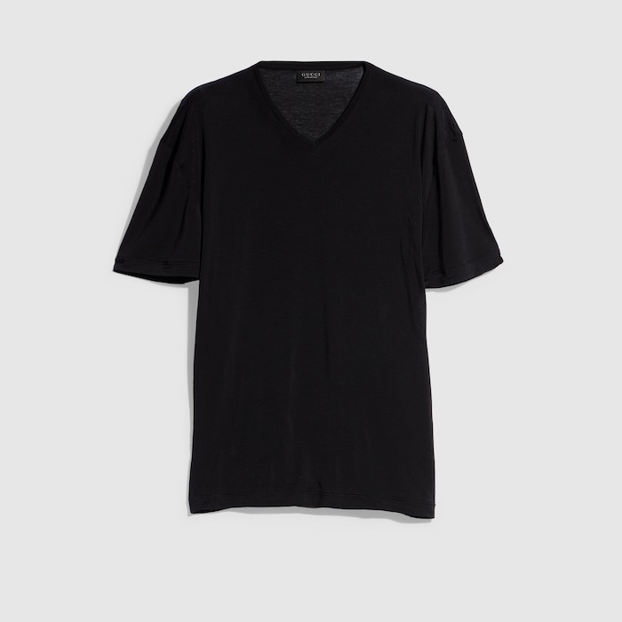 Stretch jersey T-shirt in black | GUCCI® US