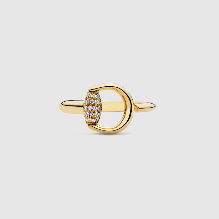 ホースビット〕18K ダイヤモンド オープンリング ・18K イエロー