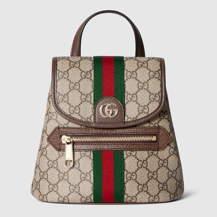 Ophidia small backpack in beige and brown GG fabric | GUCCI® CA