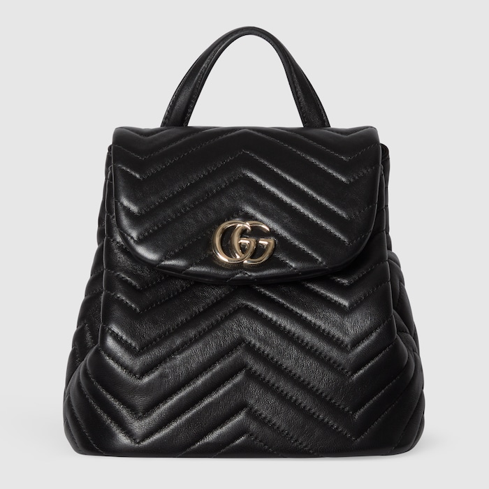 black mini gucci backpack GG Marmont mini backpack in black leather