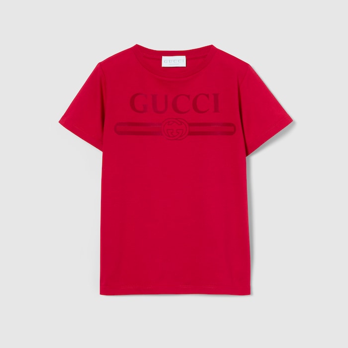 Children's cotton T-shirt with print in red | GUCCI® SI