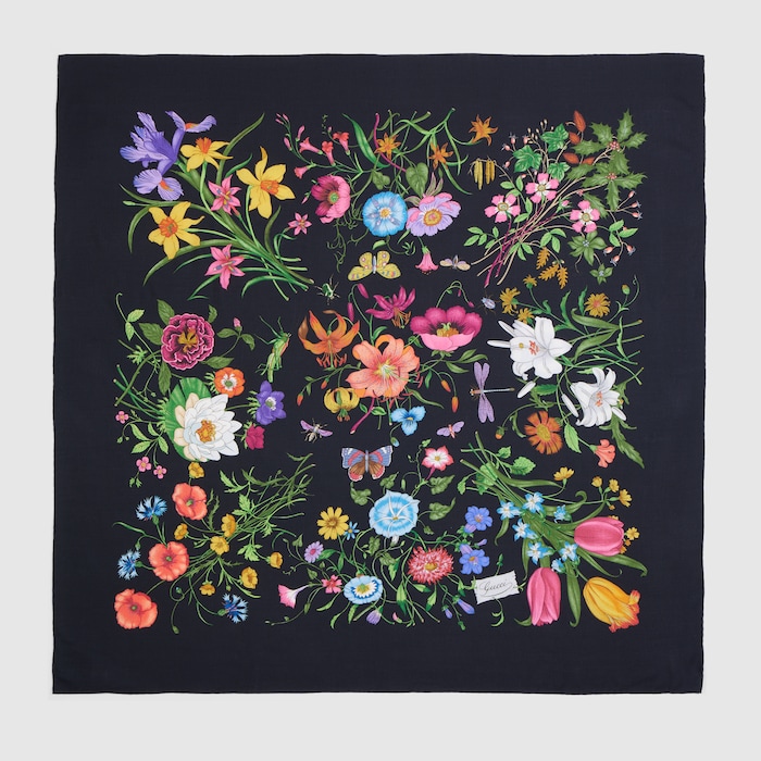 Printed silk wool shawl in multicolor | GUCCI® US