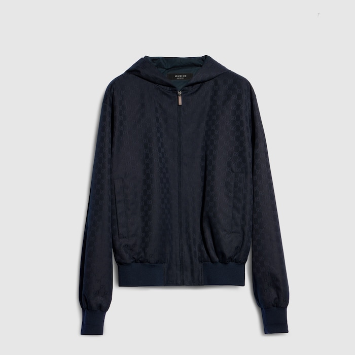 GGコットンキャンバス ジップジャケット ・ダークブルー | GUCCI公式