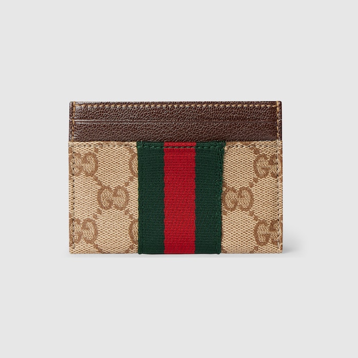 ウェブ付き カードケース ・サンド＆ブラウン GGキャンバス | GUCCI公式
