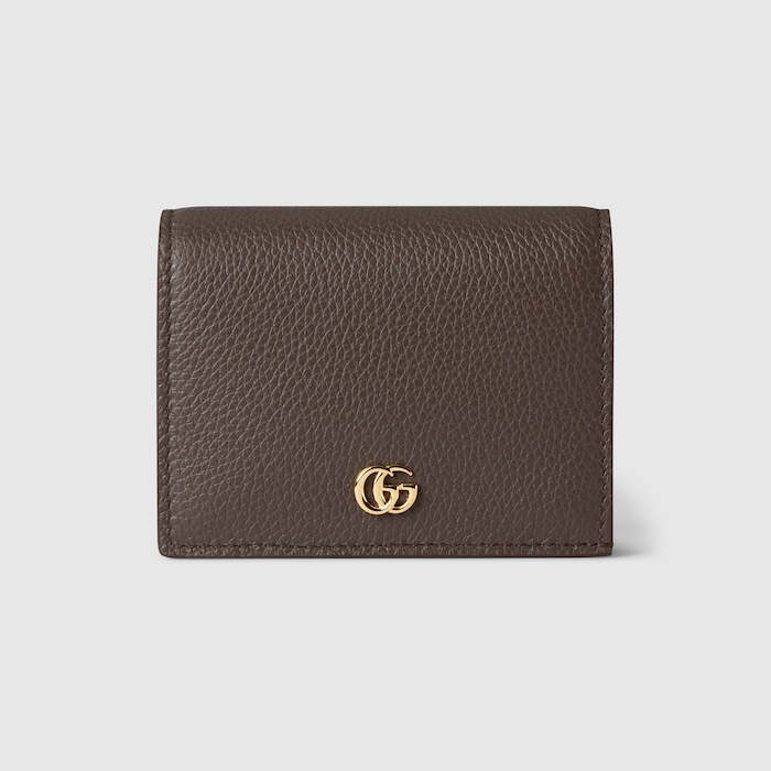 Bi-color GG Marmont small wallet in dark taupe leather | GUCCI® US