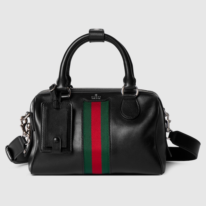 GUCCI シェリーライン フローラスネーク キャンバス ダッフルバッグ ウェブ トレードマーク〕スモール ダッフルバッグ ・ブラック レザー