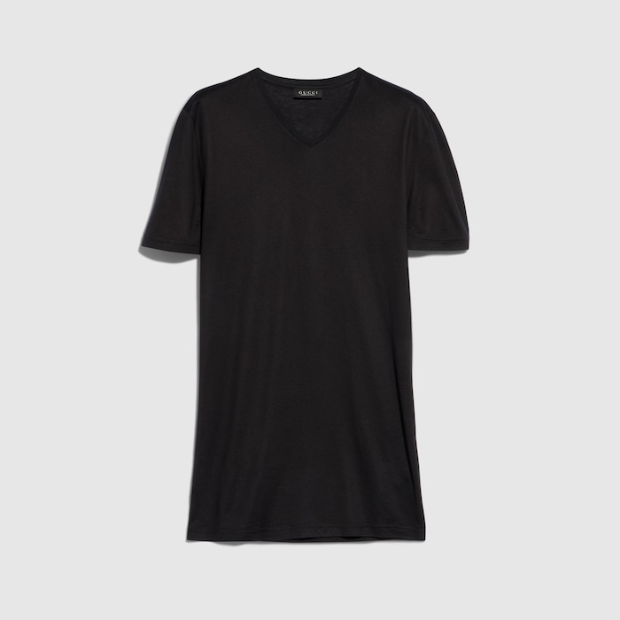 Silk jersey T-shirt in black | GUCCI® US