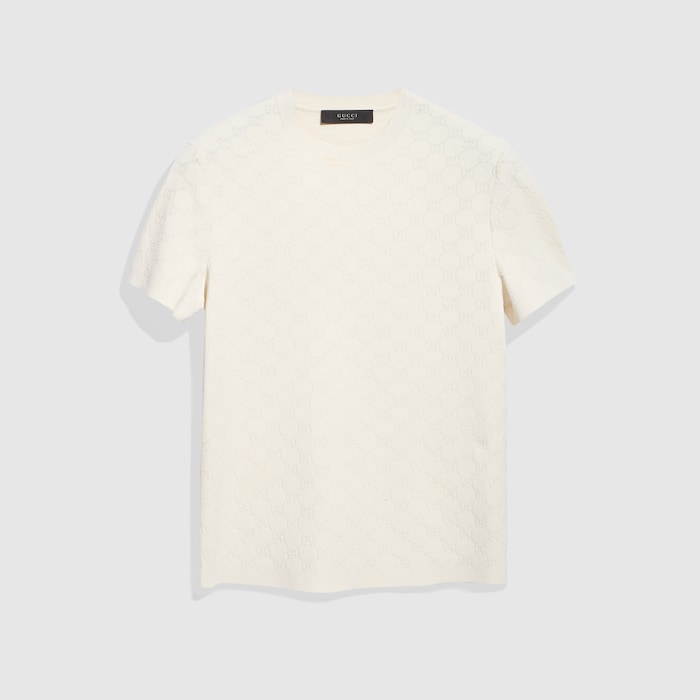 Technical GG jacquard fabric T-shirt in ivory | GUCCI® US