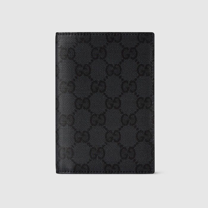 Gucci Essence Classic passport case in black GG canvas | GUCCI® US